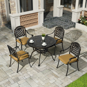 4 Seats And 6 Seats Outdoor Dining Set Cast Aluminum with Waterproof Cushion