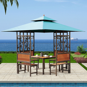 300*300CM Iron Gazebo with Bench and Table