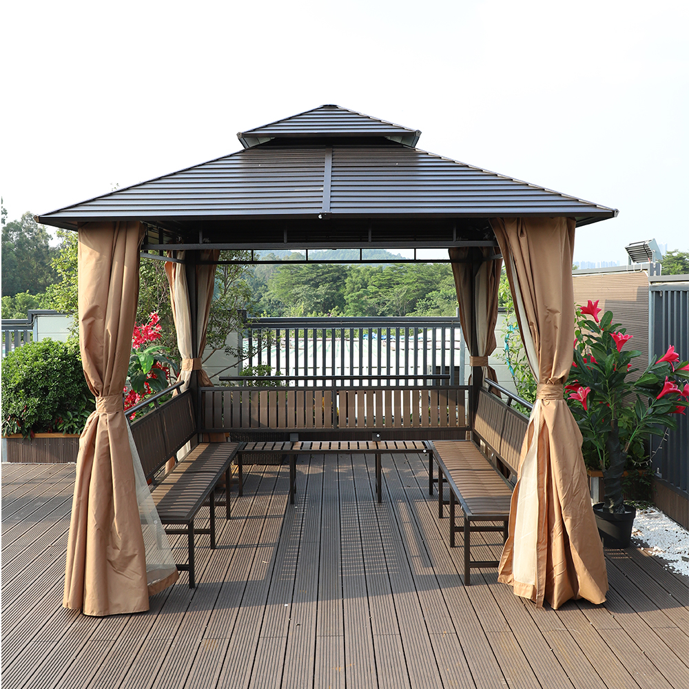 300*300CM Outdoor Gazebo with Seat And Table