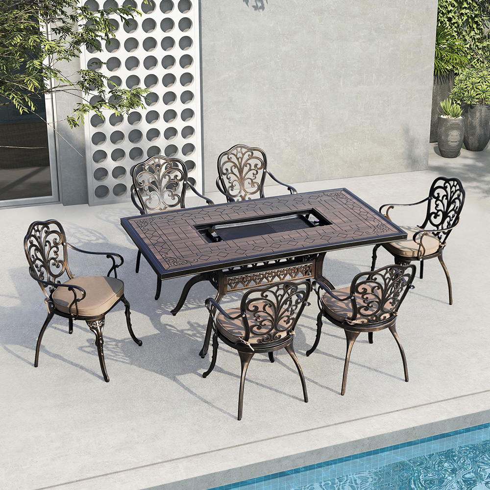 6+1 Cast Aluminum BBQ Garden Set