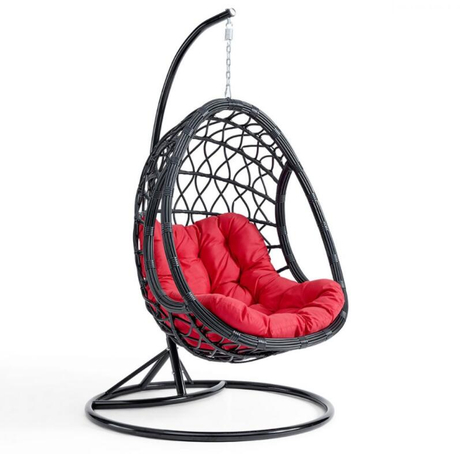Single Rattan Hanging Egg Chair with Cushion